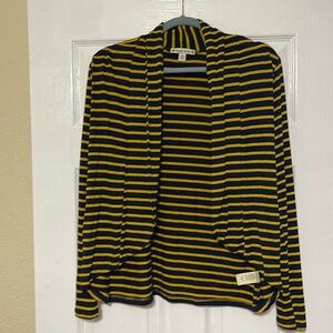Navy Blue and Yellow Gold Soft Stretchy Blazer Jacket